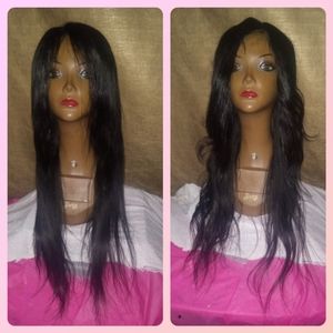 24" Bohemian straight unprocessed virgin glueless human hair wig 4x4 closure